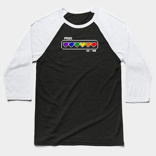 Gay Pride Videogame Life Bar Hearts Baseball T-Shirt by EmeryPens